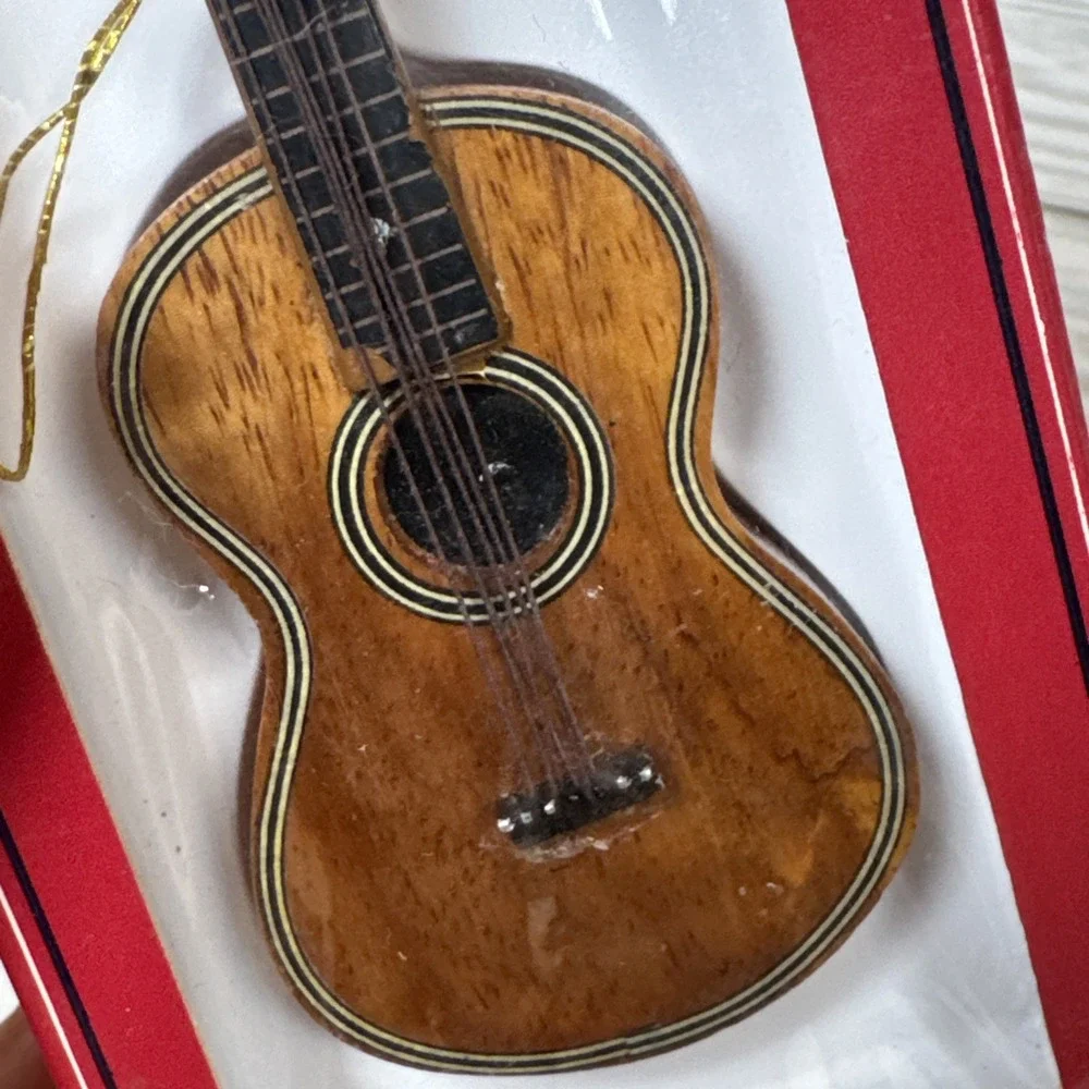 Pro-Mite Guitar Ornament Unisex OS Brown Excellent Handcrafted Wood Miniature
